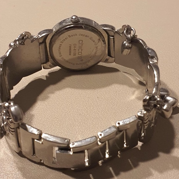 Vintage Chico's CH-810B Silver Love, Hope & Faith Heart Charm Women's Watch - Picture 5 of 6